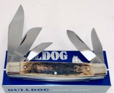 Bulldog Brand 5 Blade Jumbo Stockman Genuine Stag Knife Super Rare! 