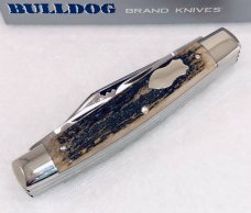 Bulldog Brand 5 Blade Jumbo Stockman Genuine Stag Knife Super Rare! 