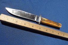 Vintage Utica Cutlery Co. Utica NY USA Kutmaster Carbon Steel Bone Fixed Blade Sheath Knife