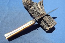 Vintage Utica Cutlery Co. Utica NY USA Kutmaster Carbon Steel Bone Fixed Blade Sheath Knife