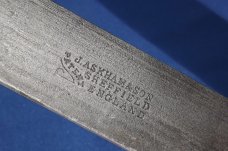 Antique  J. Askham & Son Sheffield Wapacut Large Butcher Knife from the 1880's (?) 12" blade 18" OAL