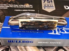 Bulldog CRISP ELEPHANT ETCH AMAZING STAG Sunfish Elephant Toe Knife. New with 2-piece Box