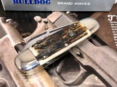 Bulldog CRISP ELEPHANT ETCH AMAZING STAG Sunfish Elephant Toe Knife. New with 2-piece Box