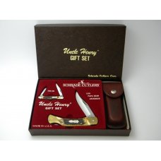 Schrade USA Uncle Henry Gift Set LB8 Papa Bear Lockback Knife & Pouch & 706 UH Gentleman Jim in Box
