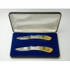 Frost Cutlery Japan Bone Butch Cassidy & Sundance Kid Lockback Knife Set in Box