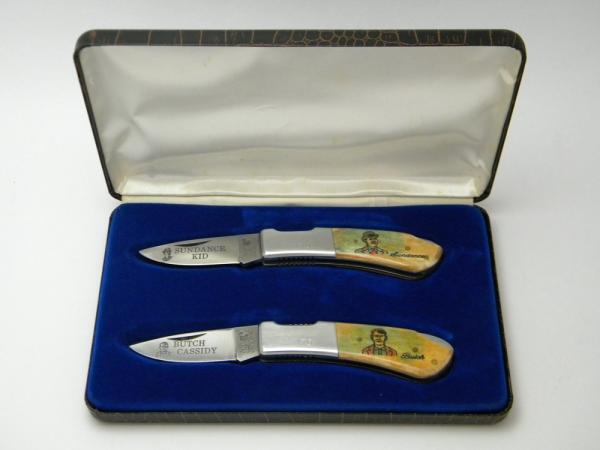 Frost Cutlery Japan Bone Butch Cassidy & Sundance Kid Lockback Knife Set in Box Frost Cutlery Japan Bone Butch Cassidy & Sundance Kid Lockback Knife Set in Box
