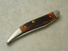 Case XX USA 2001 Dark Amber Barbed Wire Bone 610096 SS Tiny Toothpick Knife in Box