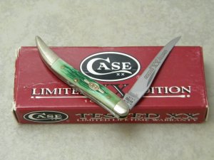 Case XX USA 2000 Emerald Green Bone 610096 SS Limited Edition 1 of 2500 Tiny Toothpick Knife in Box