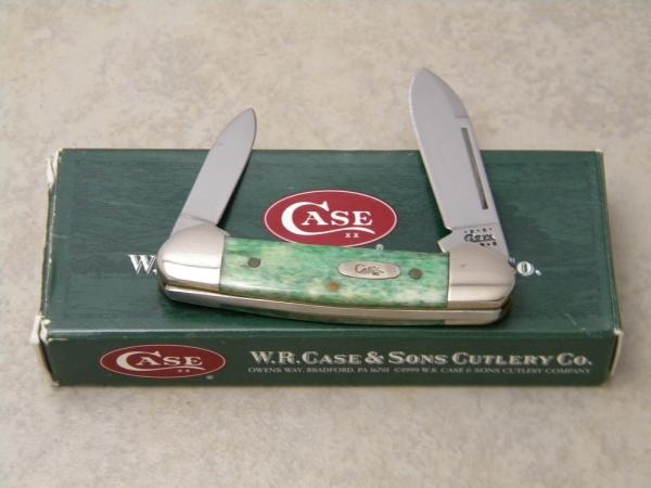 Case XX USA 2000 Green Appaloosa Bone 62132 SS Baby Butterbean Mini Canoe Knife in Box Case XX USA 2000 Green Appaloosa Bone 62132 SS Baby Butterbean Mini Canoe Knife in Box