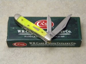 Case XX USA 2009 Lime Green Bone 6220 SS "1st Run" Peanut Knife in Box