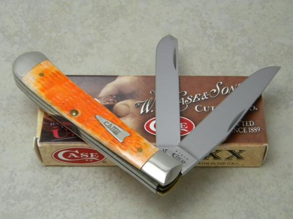 Case XX USA 2010 Persimmon Orange Bone 6254 SS Trapper Knife in Box