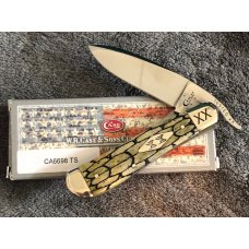 Case XX 61953 1/2L Russlock knife, Tortise shell Olive Green bone handles,06698