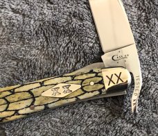 Case XX 61953 1/2L Russlock knife, Tortise shell Olive Green bone handles,06698