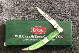 2005 Case XX 610096 Tiny Toothpick Elegante Bright Green bone handles #7665NS