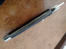 VINTAGE INOX 7" HORN SCALES WITH NICKEL SILVER BOLSTERS 6" BLADE 13" OPENED AUTO KNIFE