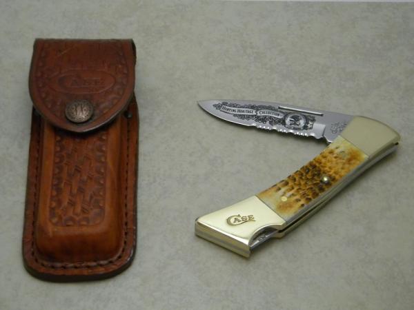 Case XX USA 2003 Bone 59L SS Hunting Heritage Collection Lockback Knife & Pouch Case XX USA 2003 Bone 59L SS Hunting Heritage Collection Lockback Knife & Pouch