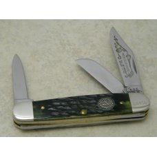 Case Tested XX USA SS 2 Dot (1987) NKCA Club Knife G6345 1/2 SS Green Bone Stockman