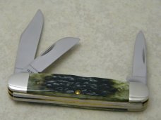 Case Tested XX USA SS 2 Dot (1987) NKCA Club Knife G6345 1/2 SS Green Bone Stockman