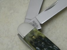 Case Tested XX USA SS 2 Dot (1987) NKCA Club Knife G6345 1/2 SS Green Bone Stockman