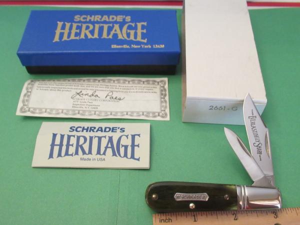Schrade 1983 Heritage Green Bone Barlow Pattern # 2661 Schrade 1983 Heritage Green Bone Barlow Pattern # 2661