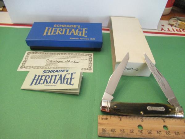 Schrade 1983 Heritage Green Bone Muskrat Pattern # 7801 Schrade 1983 Heritage Green Bone Muskrat Pattern # 7801
