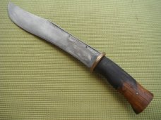 Large Handmade Chopper / Bowie Knife marked  about  11.5" Blade, Wood  Handle, 16.5" OAL Very SHARP!
