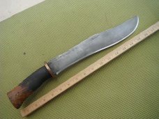 Large Handmade Chopper / Bowie Knife marked  about  11.5" Blade, Wood  Handle, 16.5" OAL Very SHARP!