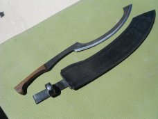 Hand forged Khopesh Sword by Two Bee Custom High Carbon Steel Knives. With Leather Sheath, USA Made!