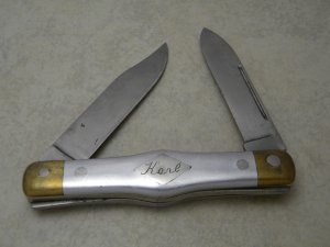 Custom Made Metal 2 Blade Folding Knife