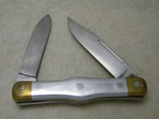 Custom Made Metal 2 Blade Folding Knife 