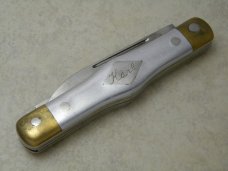 Custom Made Metal 2 Blade Folding Knife 