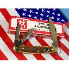 J A Henckels 3 Blade Whittler HK-7-FLIV Knife w Great Fossil Ivory Handles Orig Box - NOS