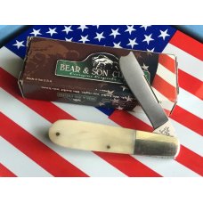 Bear & Son 1 Blade Razor Barlow w/ Smooth Natural Bone Handles -Great to use or Admire -NOS