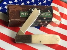 Bear & Son 1 Blade Razor Barlow w/ Smooth Natural Bone Handles -Great to use or Admire -NOS