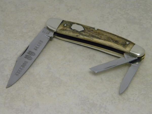 Bulldog Brand Hammer Forged Solingen Germany Pit Bulls Genuine Stag Large Whittler Knife