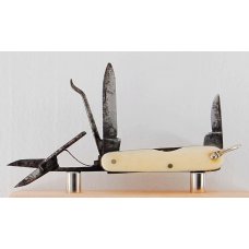 Hall 4-Blade 2" Long Multitool Knife In Very Good Condition With Ivory Covers (984)