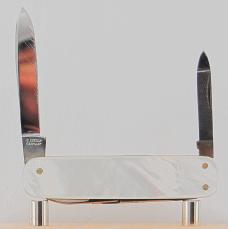 C. Bertram 3-Blade 2 9/16" Long Pen Knife In Excellent Condition With Mother of Pearl Covers (1003)