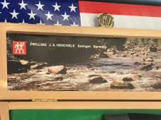 Vintage J A Henckels Single Blade Lock back Large Hunting/Hunter knife in wood display box
