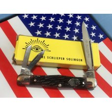 Carl Schlieper / German Eye Brand -3 Blade Whittler Pocket Knife +Nice Bone Handles -NOS +Orig Box