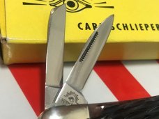 Carl Schlieper / German Eye Brand -3 Blade Whittler Pocket Knife +Nice Bone Handles -NOS +Orig Box