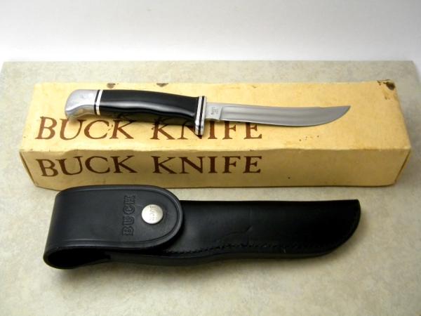 Buck 118 USA Black Personal Fixed Blade Hunting Sheath Knife in Box - Early 1970's