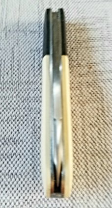 K'roo Custom Spear Tuxedo Barlow Knife,2020,NEW, 3.5"Ivory ,Micarta & Carbon Fiber