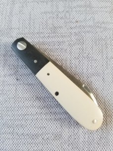 K'roo Custom Spear Tuxedo Barlow Knife,2020,NEW, 3.5"Ivory ,Micarta & Carbon Fiber