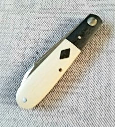 K'roo Custom Spear Tuxedo Barlow Knife,2020,NEW, 3.5"Ivory ,Micarta & Carbon Fiber