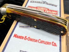 Great Eastern SFO GEC Maher & Grosh #78 Yankee Whittler Knife Yellow Jig Bone