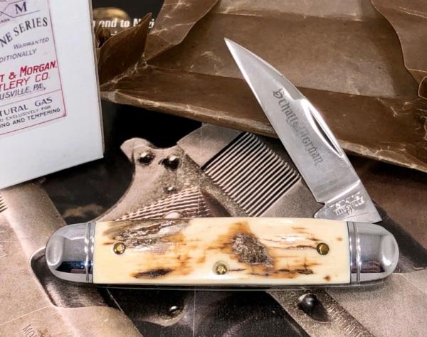 Schatt & Morgan 99 Exotic Mammoth Ivory Bark Fossil Executive Jack Knife Mint w/Box Queen Cutlery Co Schatt & Morgan 99 Exotic Mammoth Ivory Bark Fossil Executive Jack Knife Mint w/Box Queen Cutlery Co