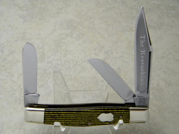 Fight'n Rooster Germany Gold & Black Stripe "The Kentuckian" Stockman Knife