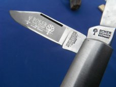 Vintage Boker Germany Tree Brand Barlow 2 blade Pocket Knife Jig bone scales With box and paper work