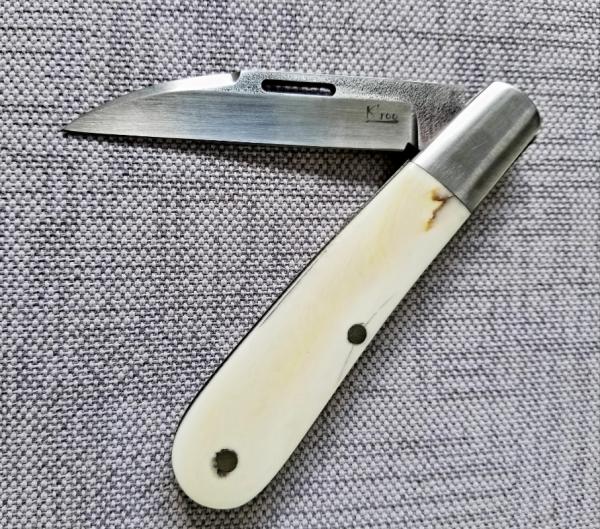 K'roo Custom Sway Back,Viper, Wharncliffe Ivory Knife,NEW,2020, w/coa & new K'roo pocket slip,3.93"