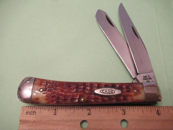 Case XX USA Red Bone Handle Trapper Pattern # 6254SSP Case XX USA Red Bone Handle Trapper Pattern # 6254SSP